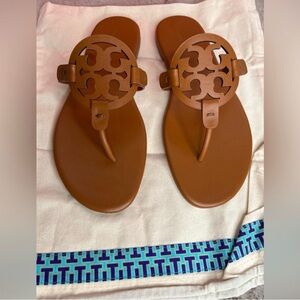 Tory Burch Miller Calf Leather Sandals - Bourbon Miele (Brown)